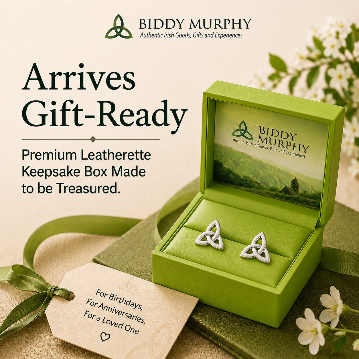 Irish Sterling Silver Trinity Knot Stud Earrings