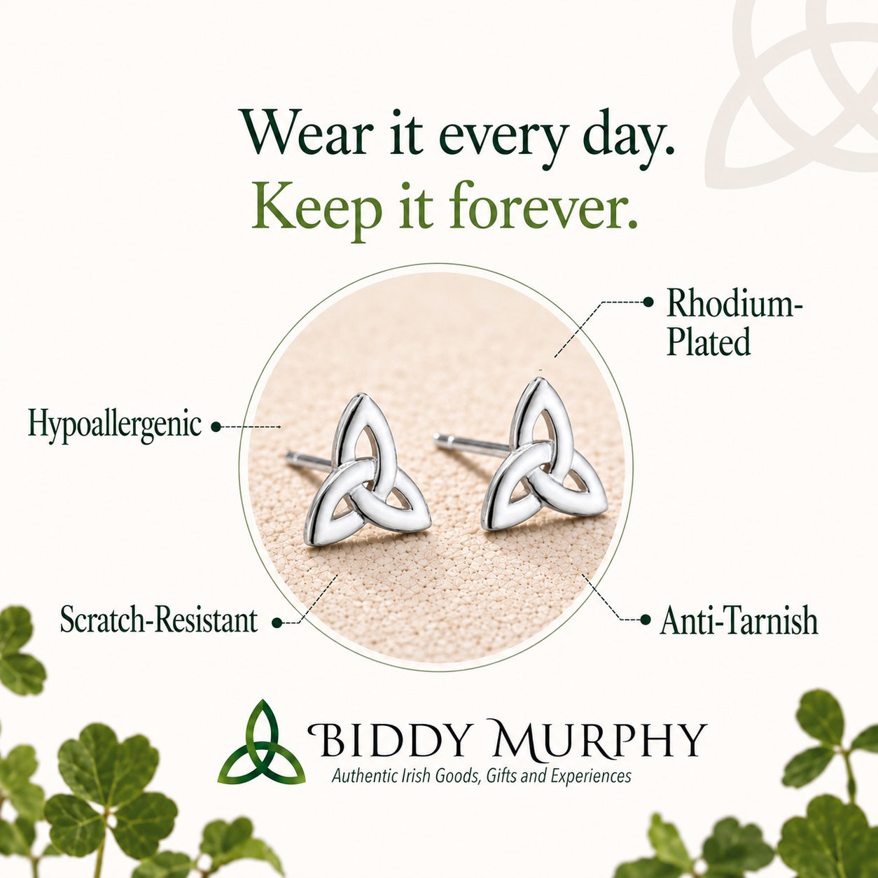 Irish Sterling Silver Trinity Knot Stud Earrings