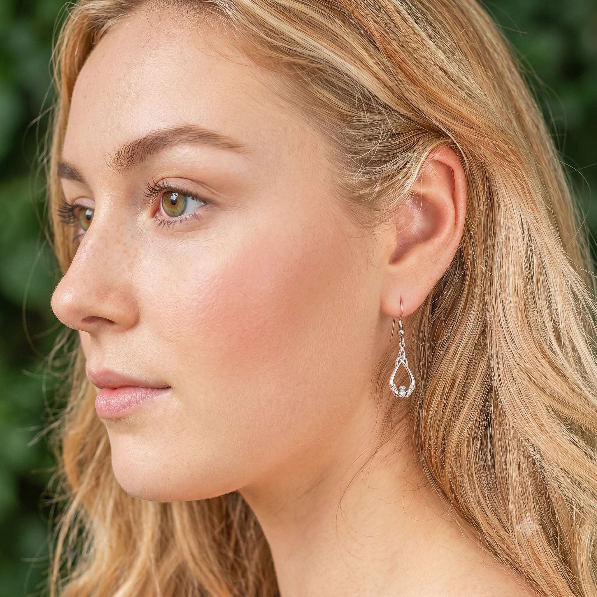 Irish Claddagh and Trinity Knot Drop Earrings
