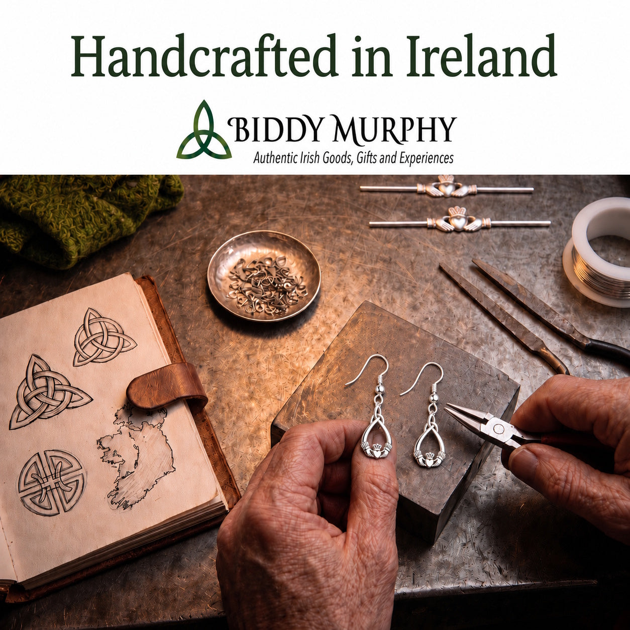 Irish Sterling Silver Claddagh Trinity Knot Earrings