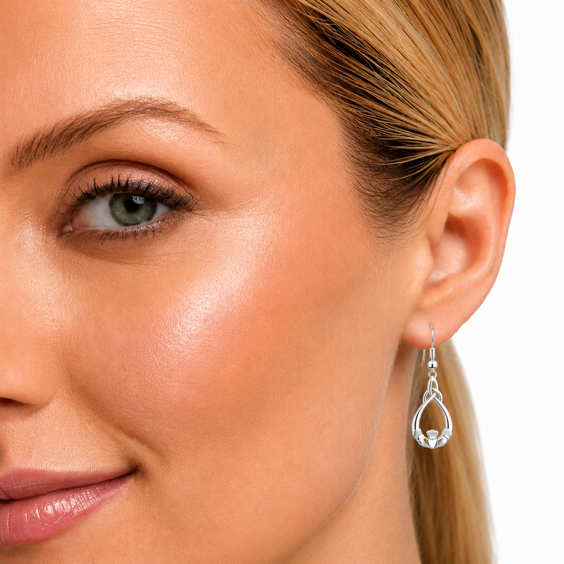 Irish Sterling Silver Claddagh Trinity Knot Earrings
