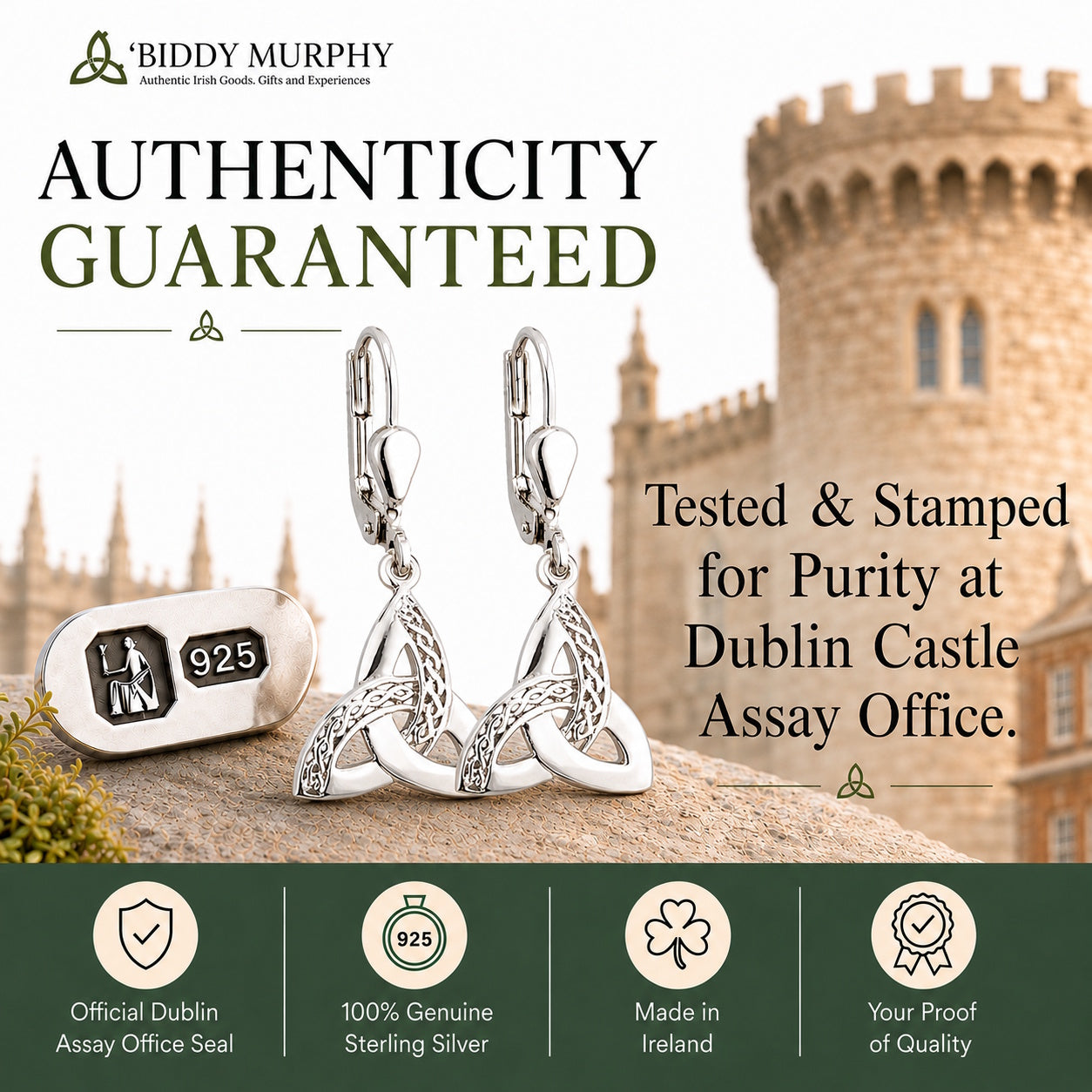 Irish Sterling Silver Trinity Knot Earrings