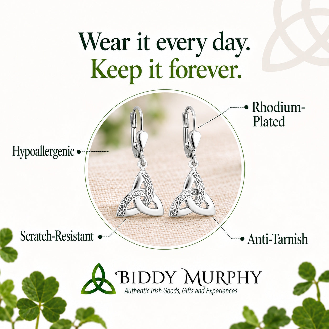Irish Sterling Silver Trinity Knot Earrings