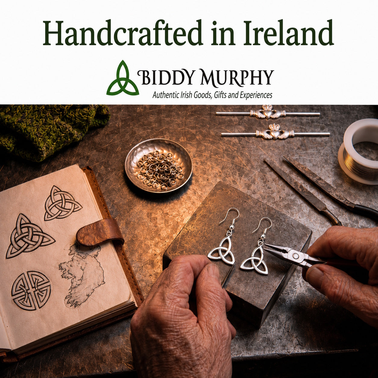 Irish Rhodium-Plated Trinity Knot Dangle Earrings