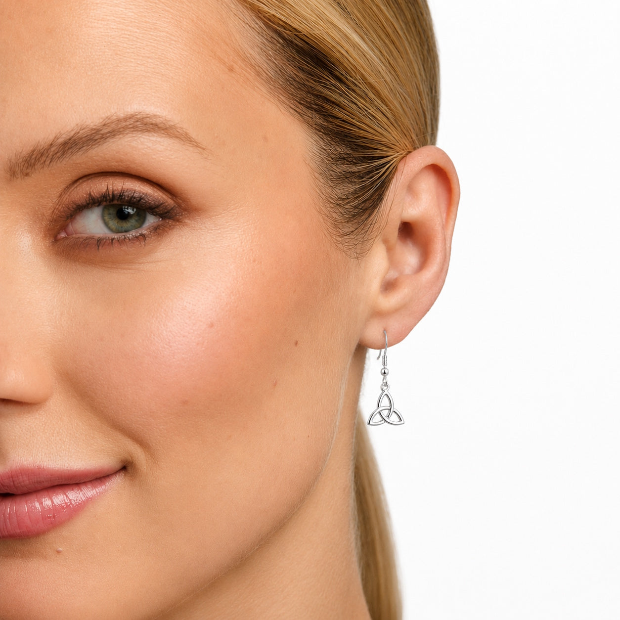 Irish Rhodium-Plated Trinity Knot Dangle Earrings