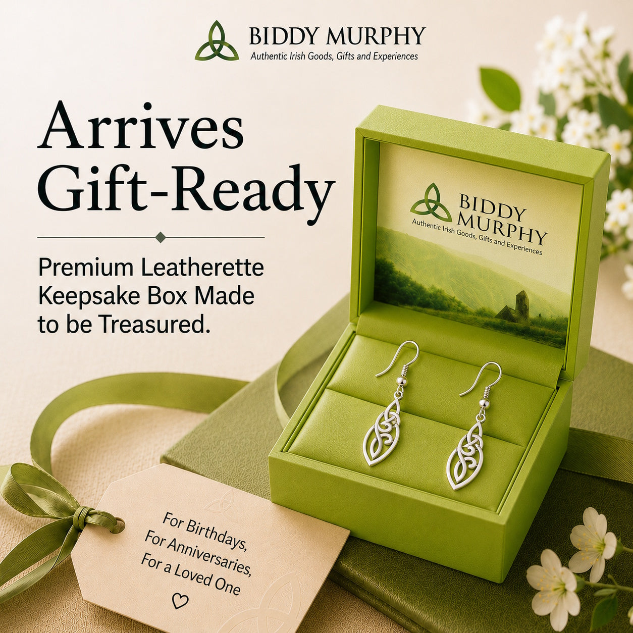 Irish Sterling Silver Trinity Knot Dangle Earrings