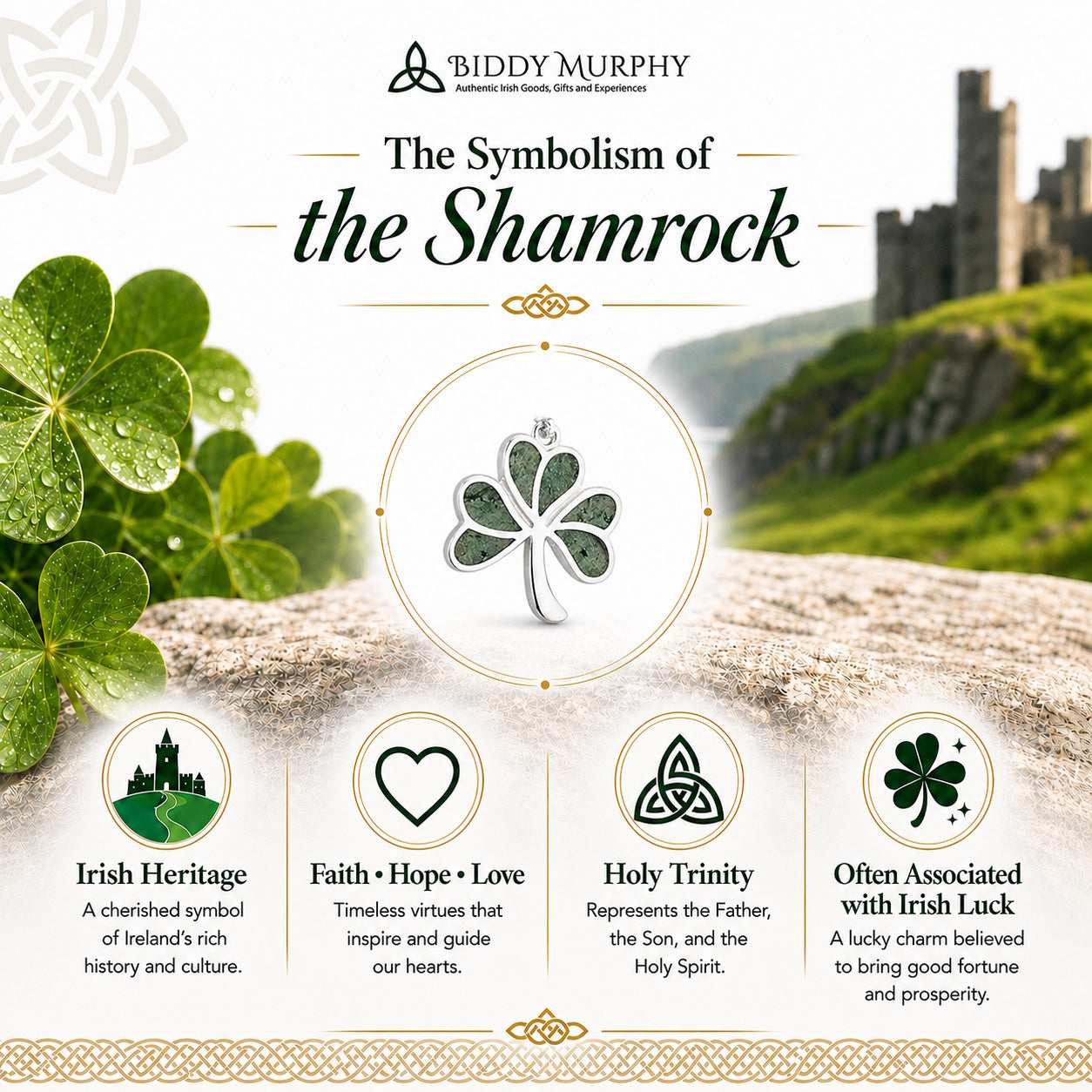 Irish Sterling Silver Connemara Marble Shamrock Earrings