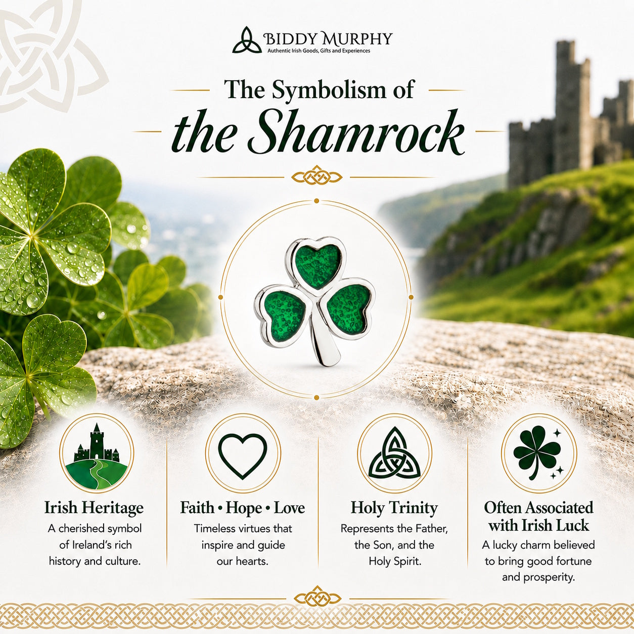 Irish Sterling Silver Green Enamel Shamrock Stud Earrings