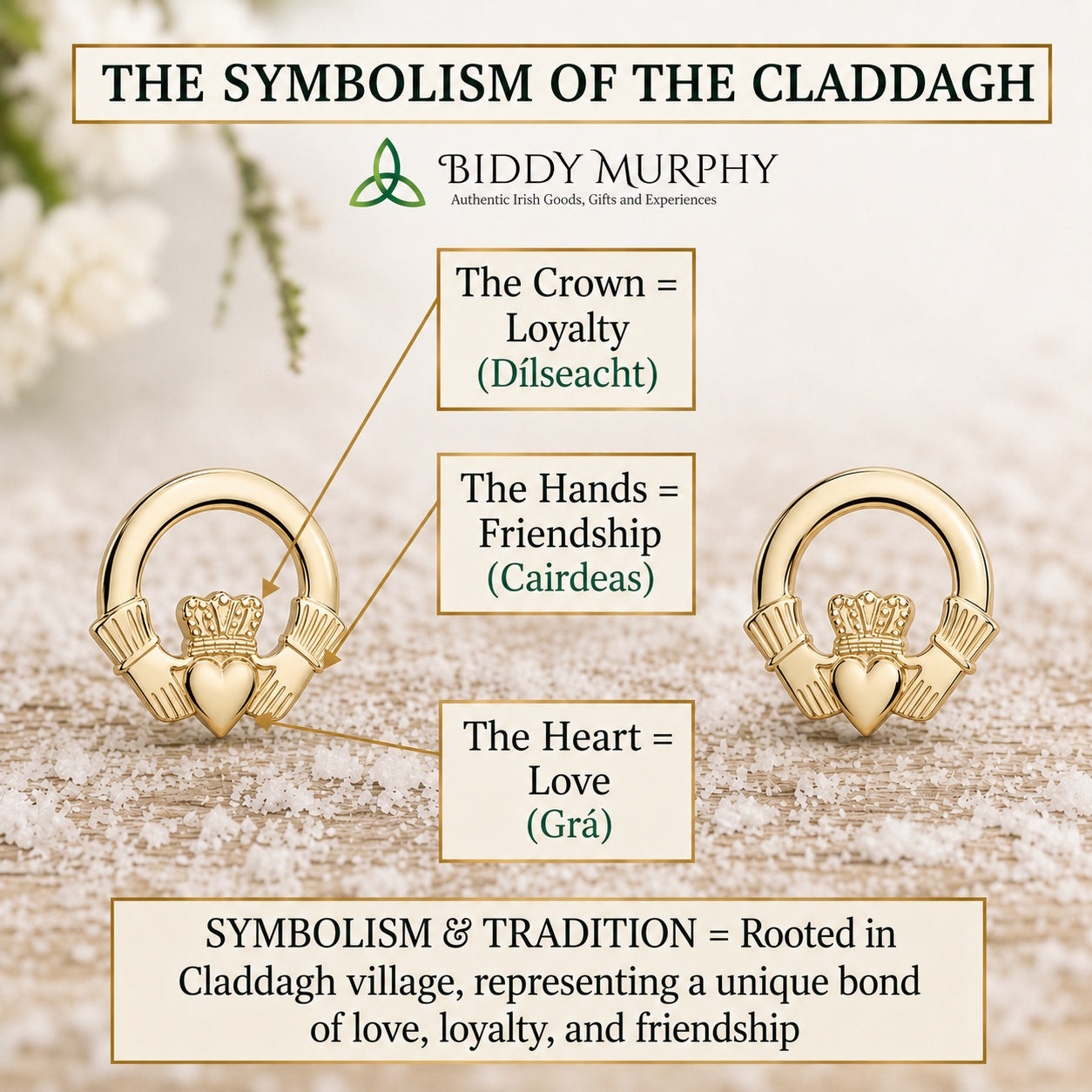 Irish Small 10K Gold Claddagh Stud Earrings