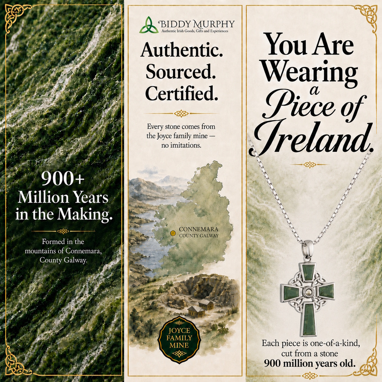 Irish Sterling Silver Connemara Marble Celtic Cross Necklace