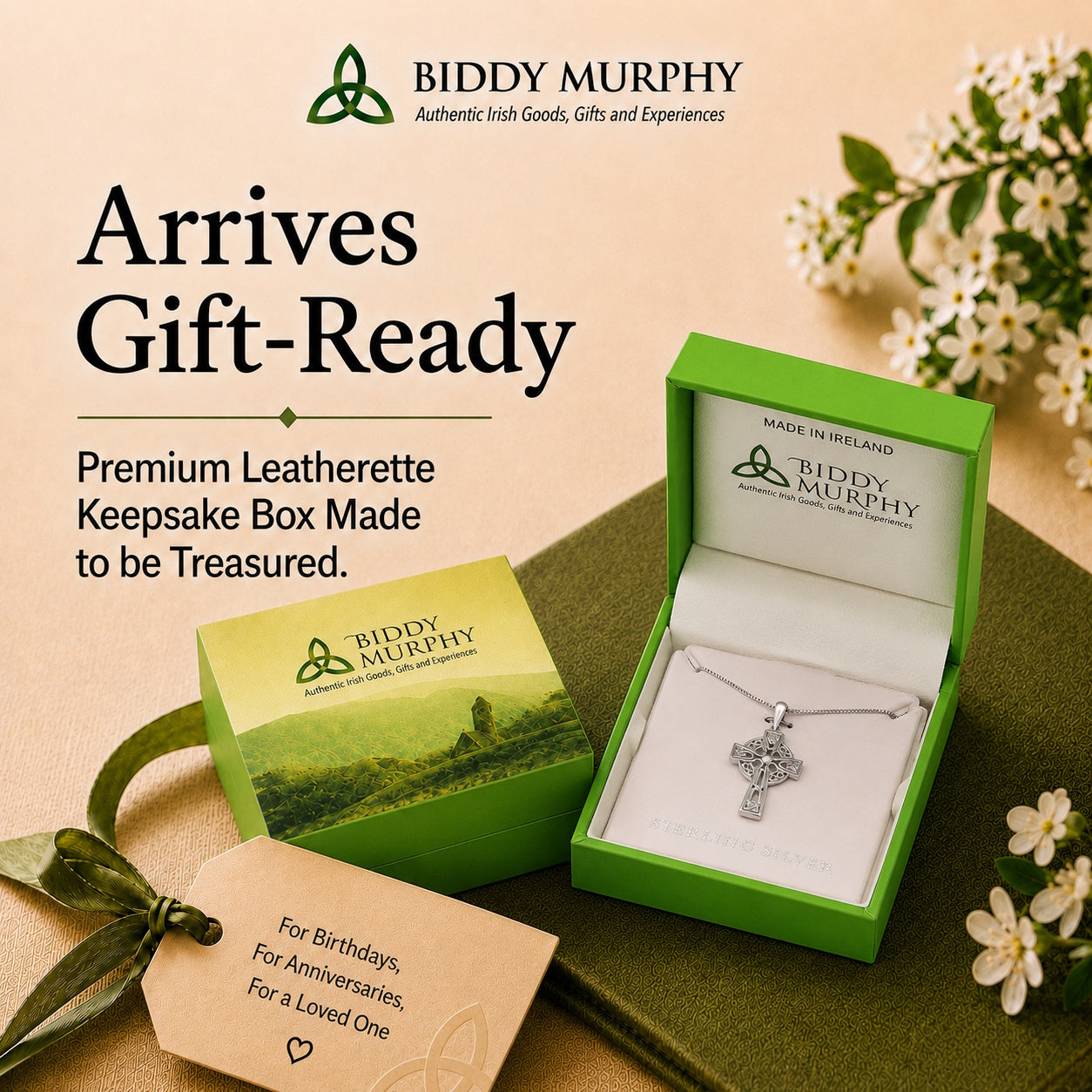 Irish Sterling Silver Small Celtic Cross Necklace for Women