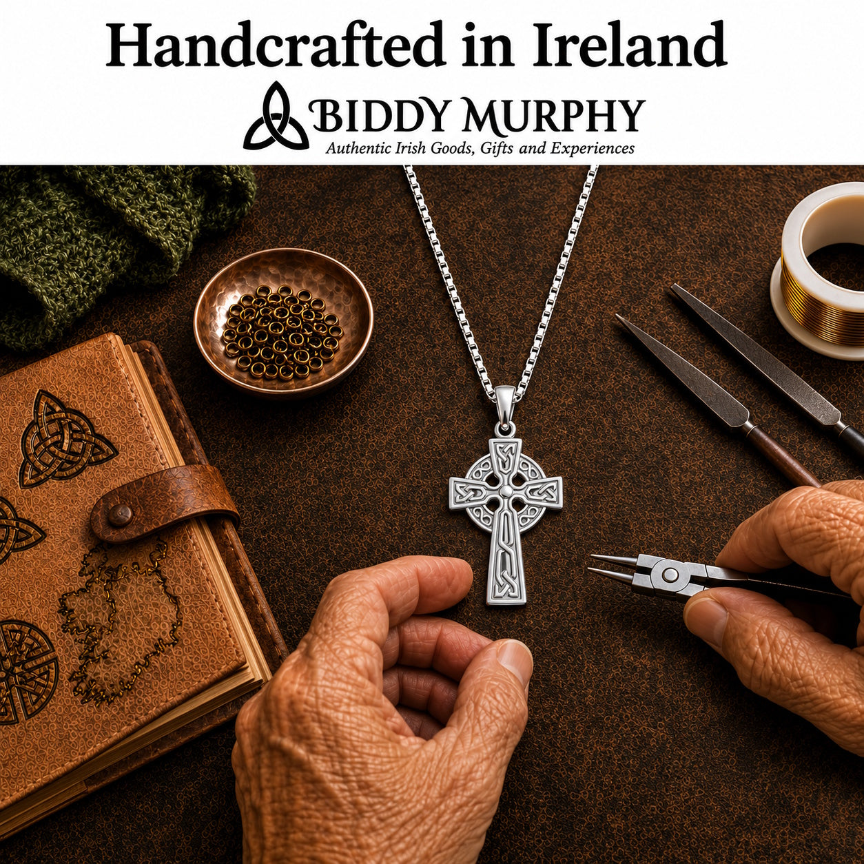 Irish Sterling Silver Small Celtic Cross Necklace for Women