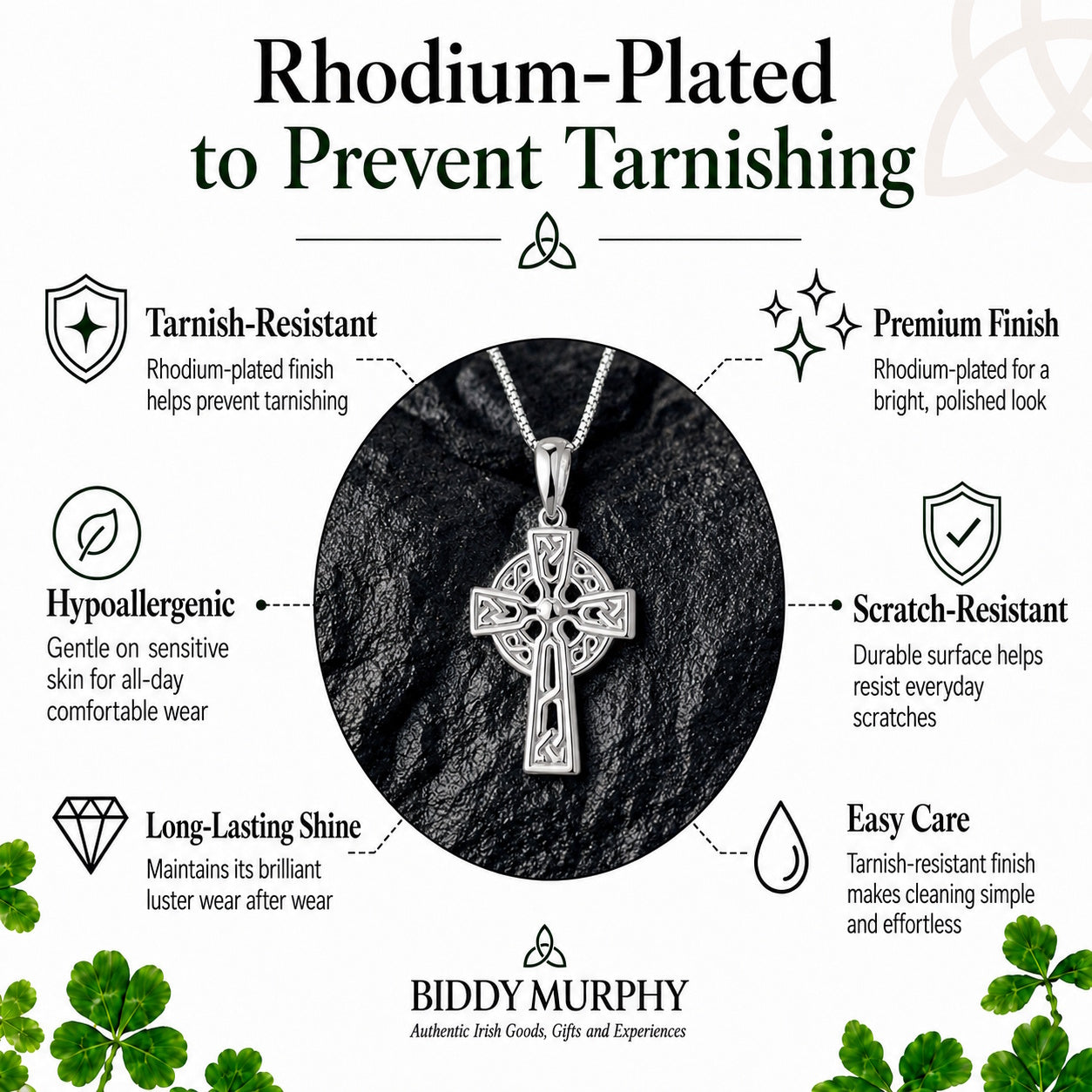 Irish Sterling Silver Small Celtic Cross Necklace for Women