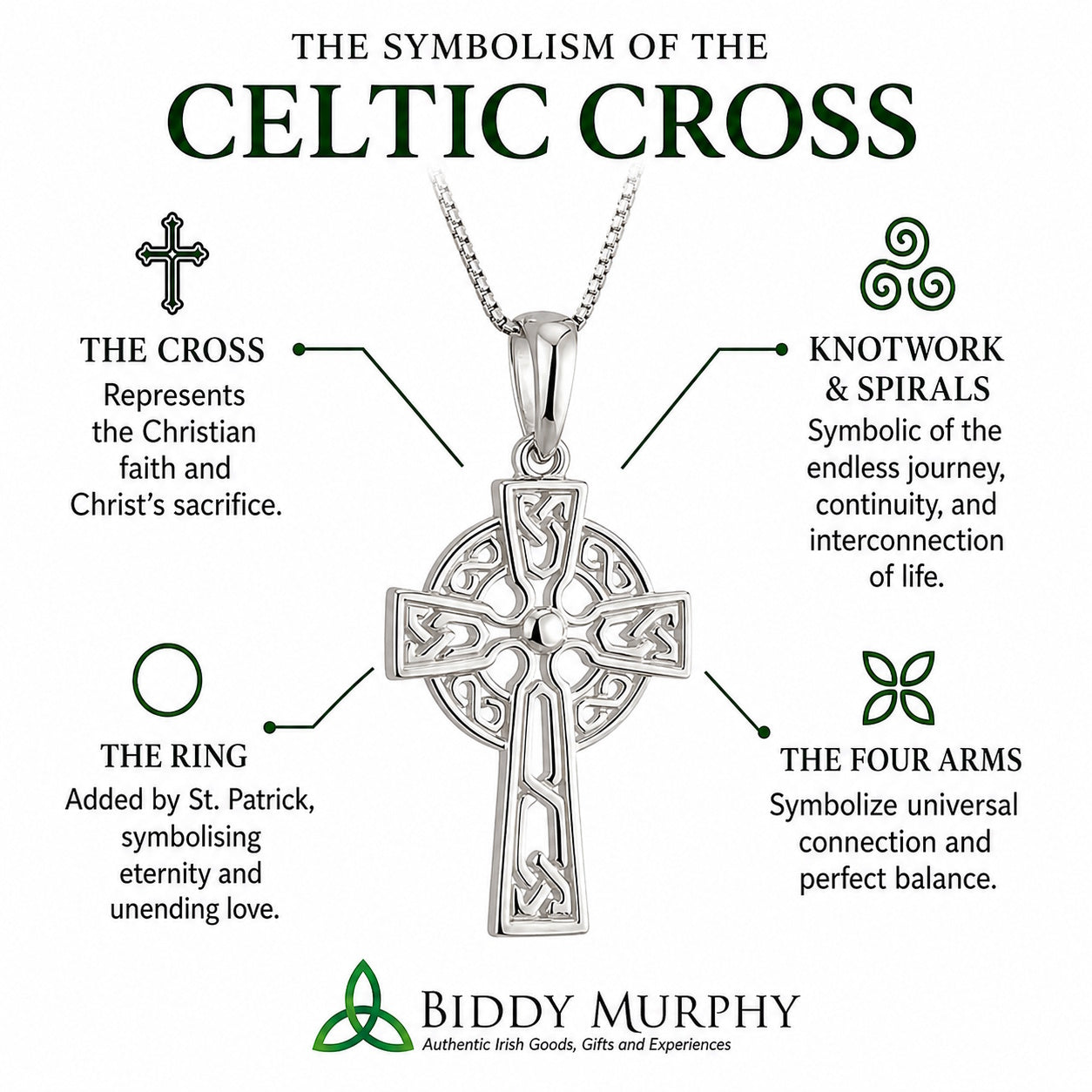 Irish Sterling Silver Small Celtic Cross Necklace for Women