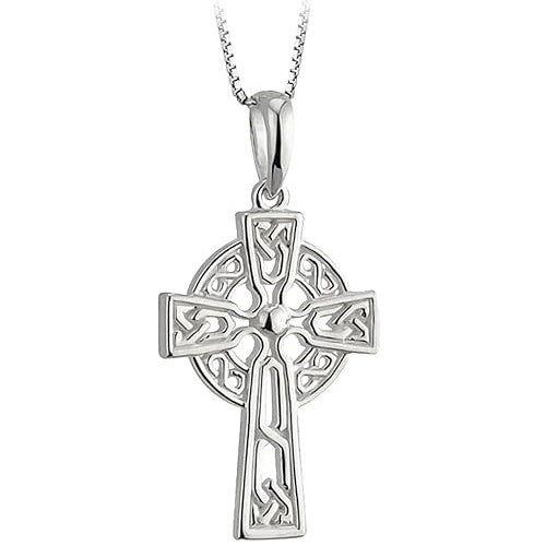 Sterling Silver Irish Filigree Celtic Cross Pendant Necklace