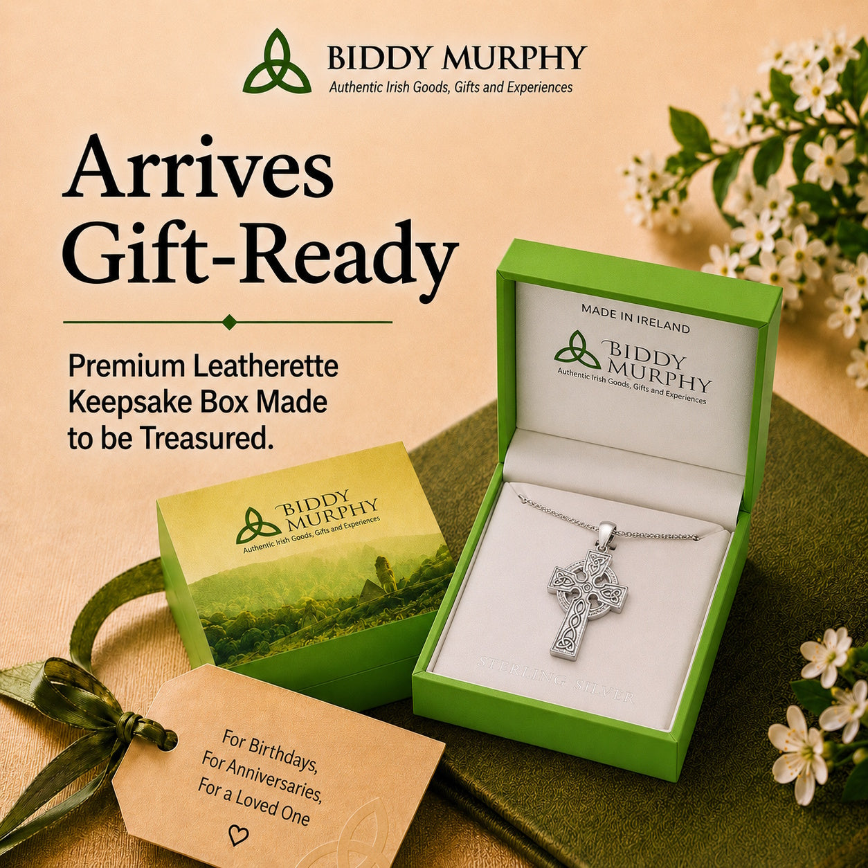 Irish Sterling Silver 2-Sided Celtic Cross Necklace for Men
