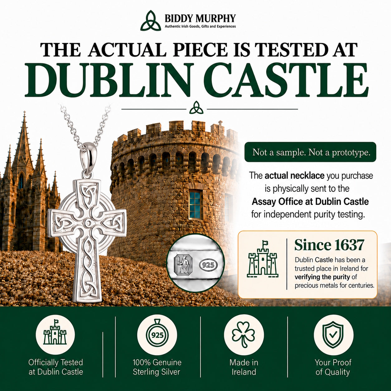 Irish Sterling Silver 2-Sided Celtic Cross Necklace for Men