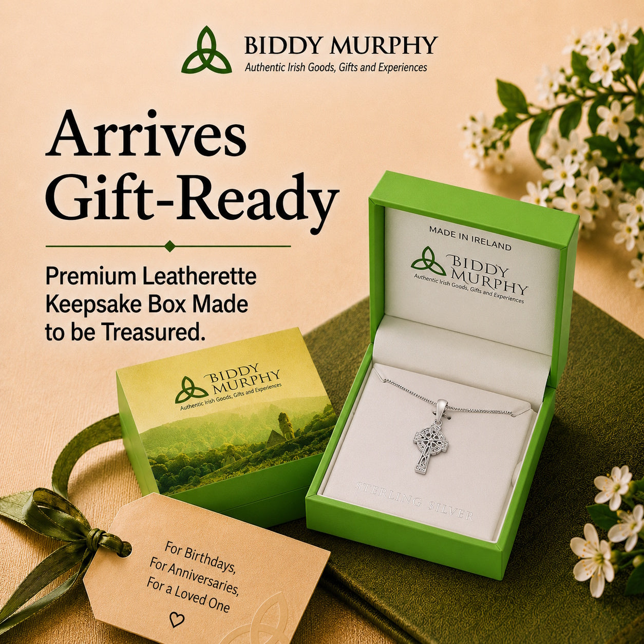 Irish Sterling Silver Irish Filigree Celtic Cross Necklace for Women