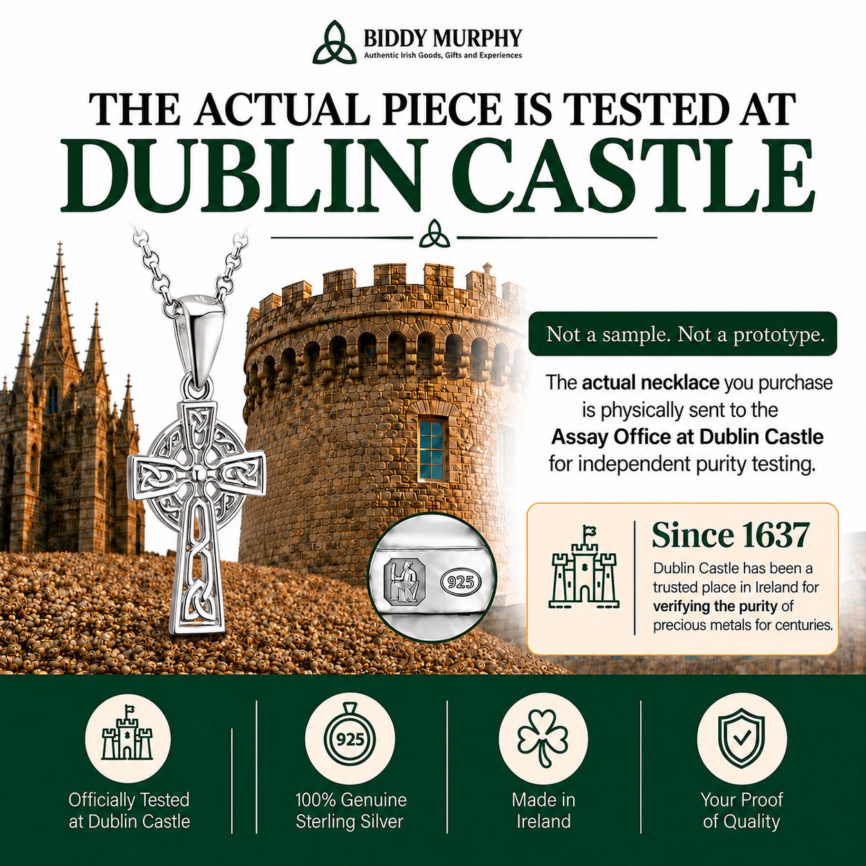 Irish Sterling Silver Irish Filigree Celtic Cross Necklace for Women