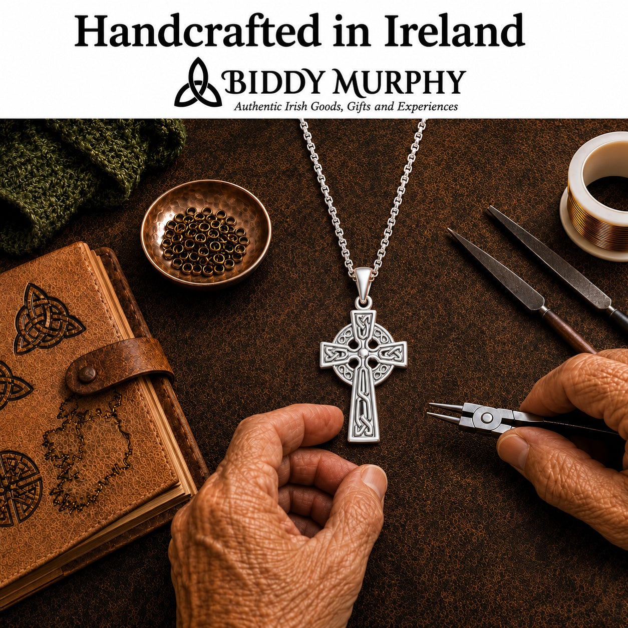 Irish Sterling Silver Irish Filigree Celtic Cross Necklace for Women