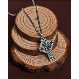 Men's Double-Sided Sterling Silver Celtic Cross Necklace