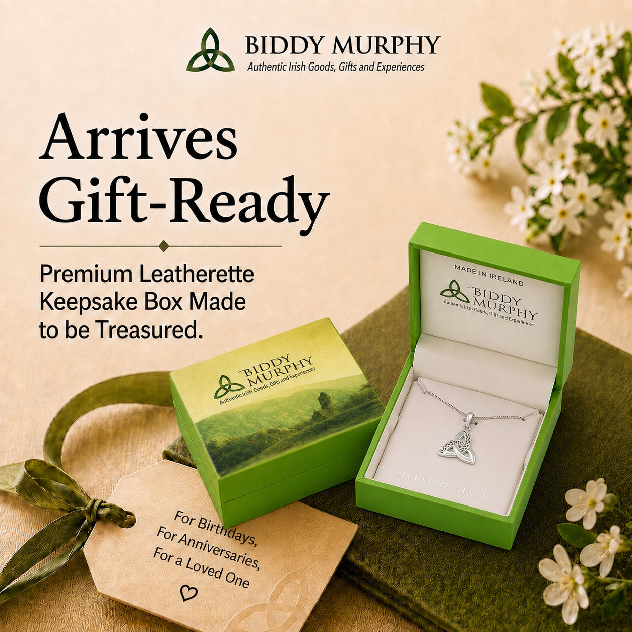 Irish Sterling Silver Trinity Knot Necklace for Women