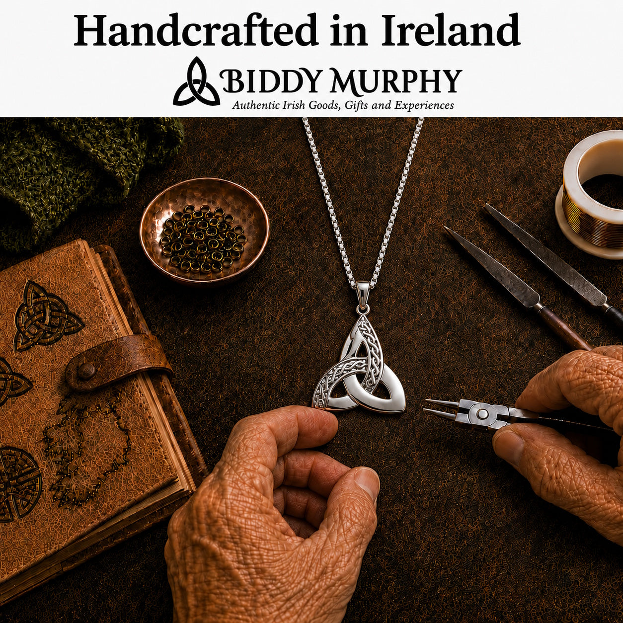 Irish Sterling Silver Trinity Knot Necklace for Women