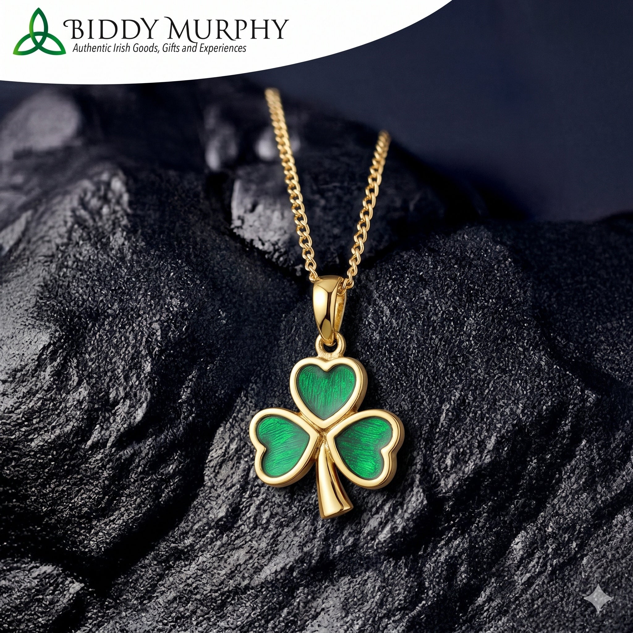 Gold-Plated Enamel Shamrock Pendant Necklace for Women - 18 Inch Chain