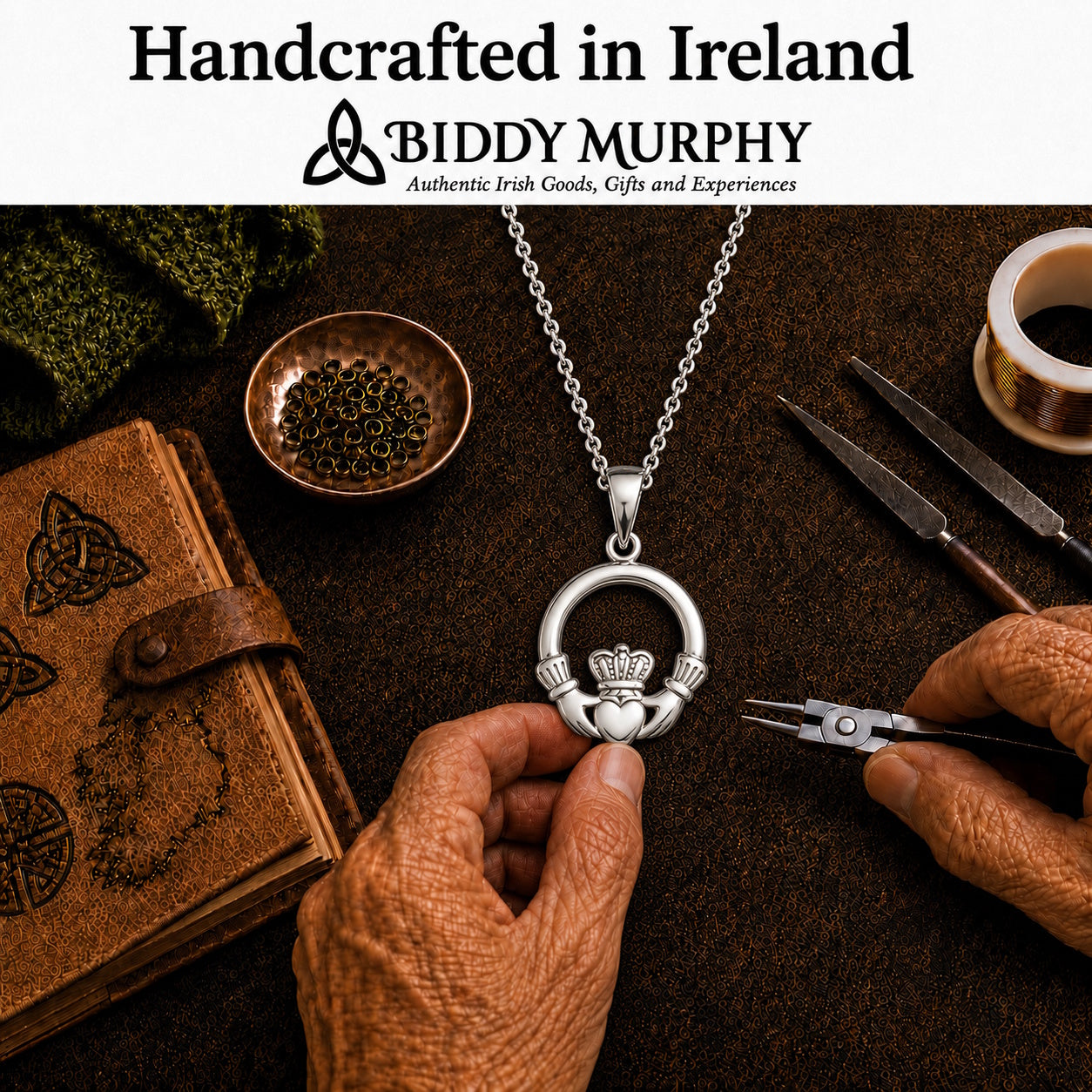 Irish Sterling Silver Claddagh Necklace for Women