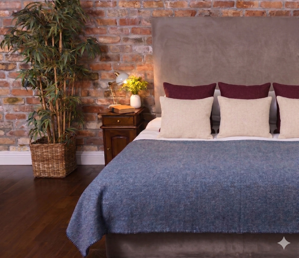 100% Irish Wool Blanket (Blackberry, Queen/King Size 108" x 90"), Made in Ireland