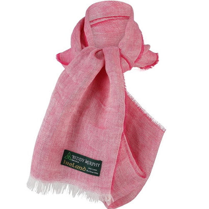 Linen Scarf 100 % Made in Ireland  94" x 12" -  woven linen in 4 vibrant cool colors