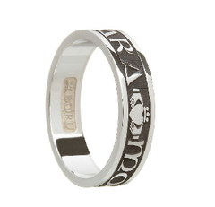 Irish Claddagh Mo Anam Cara Ring: Oxidized Sterling Silver