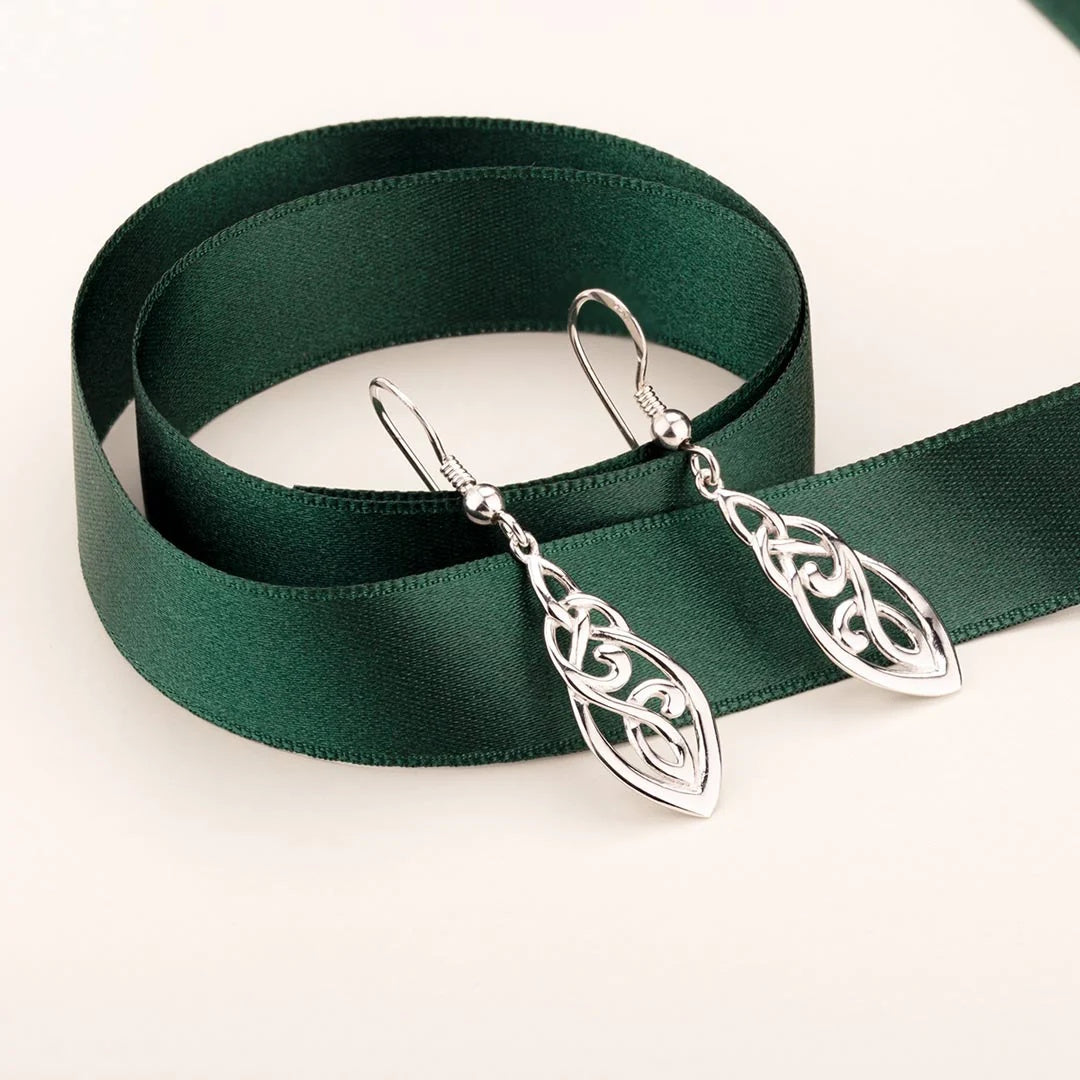 Irish Sterling Silver Trinity Knot Dangle Earrings