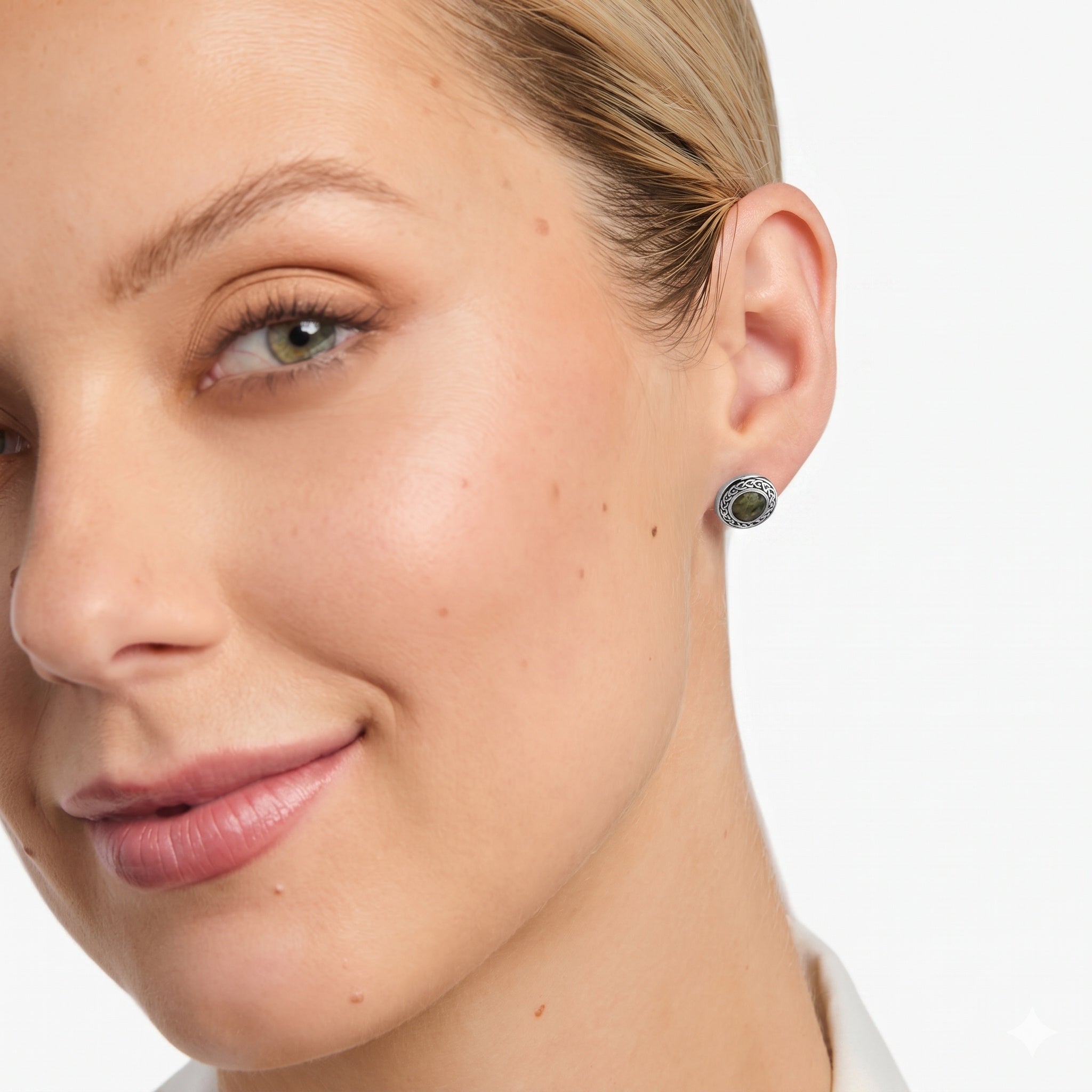 Sterling Silver Irish Connemara Marble Stud Earrings