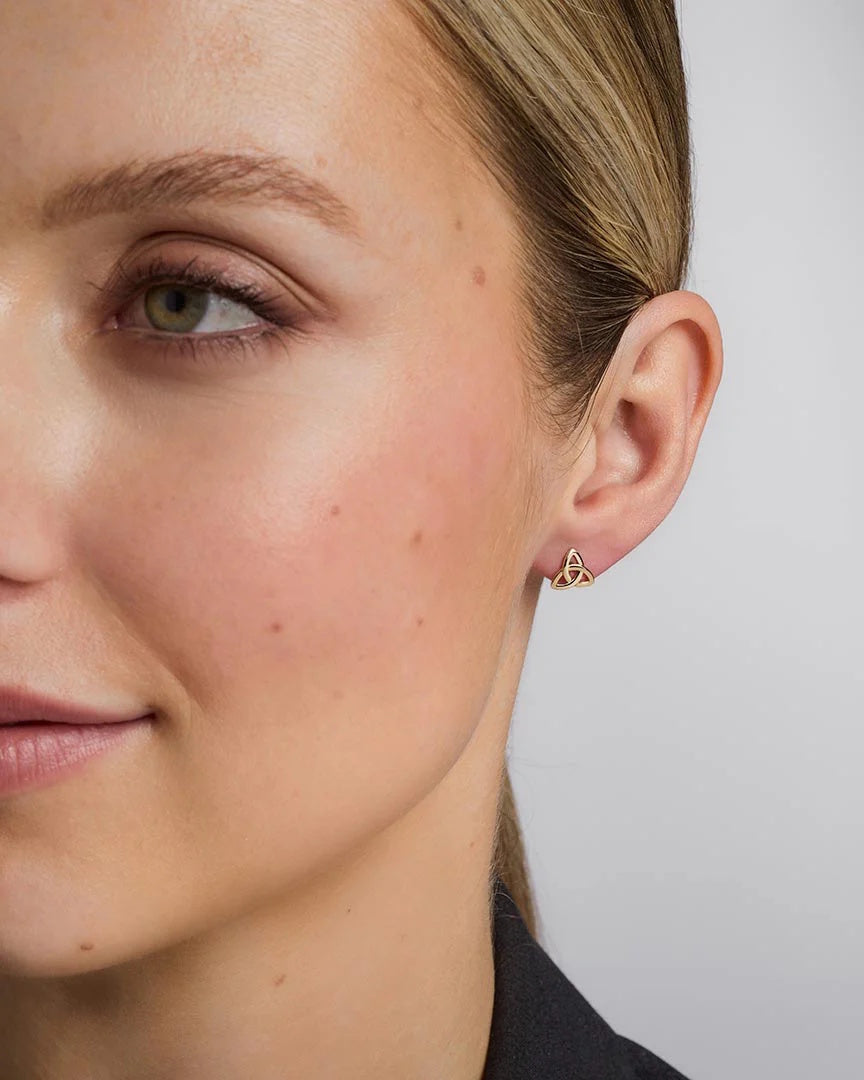 Gold-Plated Irish Celtic Trinity Knot Stud Earrings