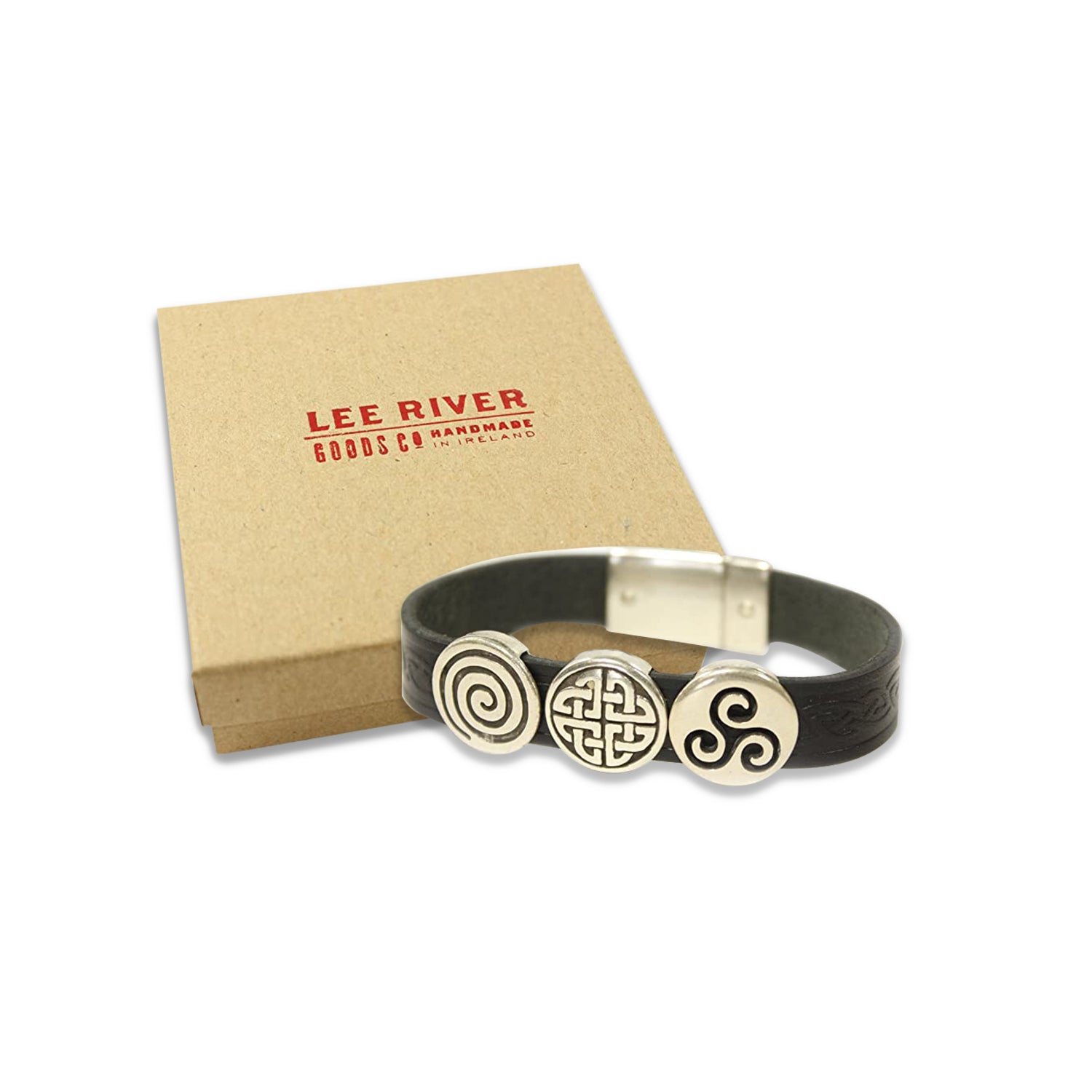Irish Leather Bracelet Celtic Charms - Made in Ireland
