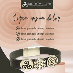 Irish Leather Bracelet Celtic Charms by Our Maker-Partner in Co. Cork
