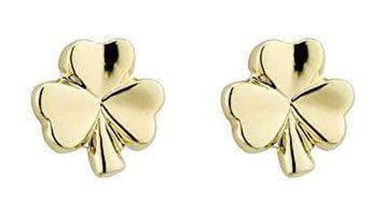 Small Shamrock Earrings Gold Plated Studs Made by Our Maker-Partner in Co. Dublin