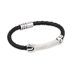 Mens Celtic Leather Bracelet Stainless Steel Made by Our Maker-Partner in Co. Dublin