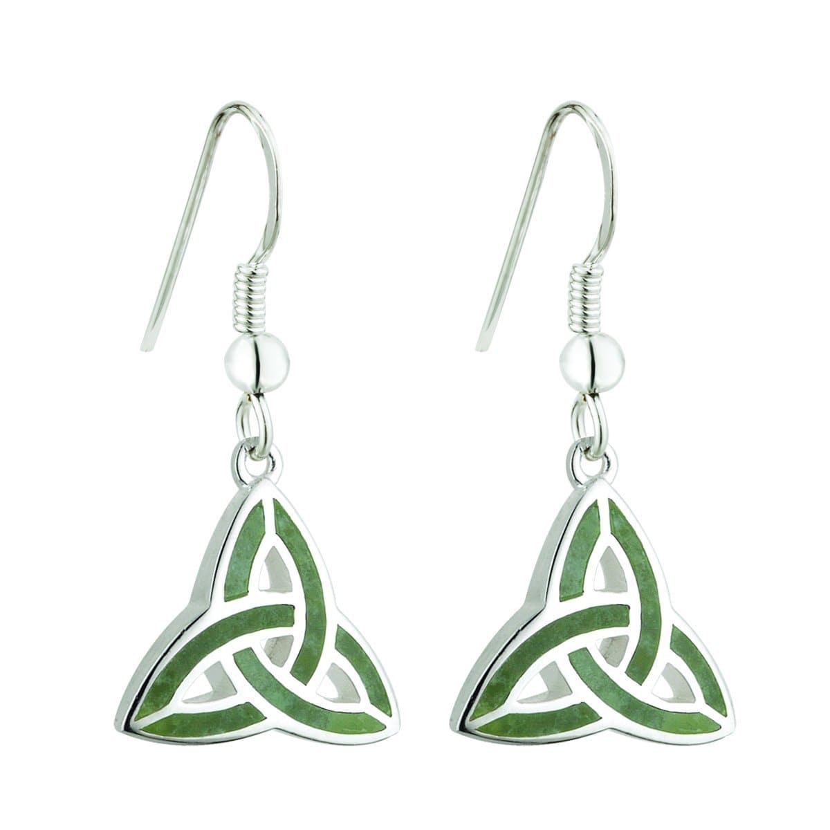 Irish Jewelry for Women Trinity Knot Earrings Sterling Silver & Connemara Marble Made by Our Maker-Partner in Co. Dublin