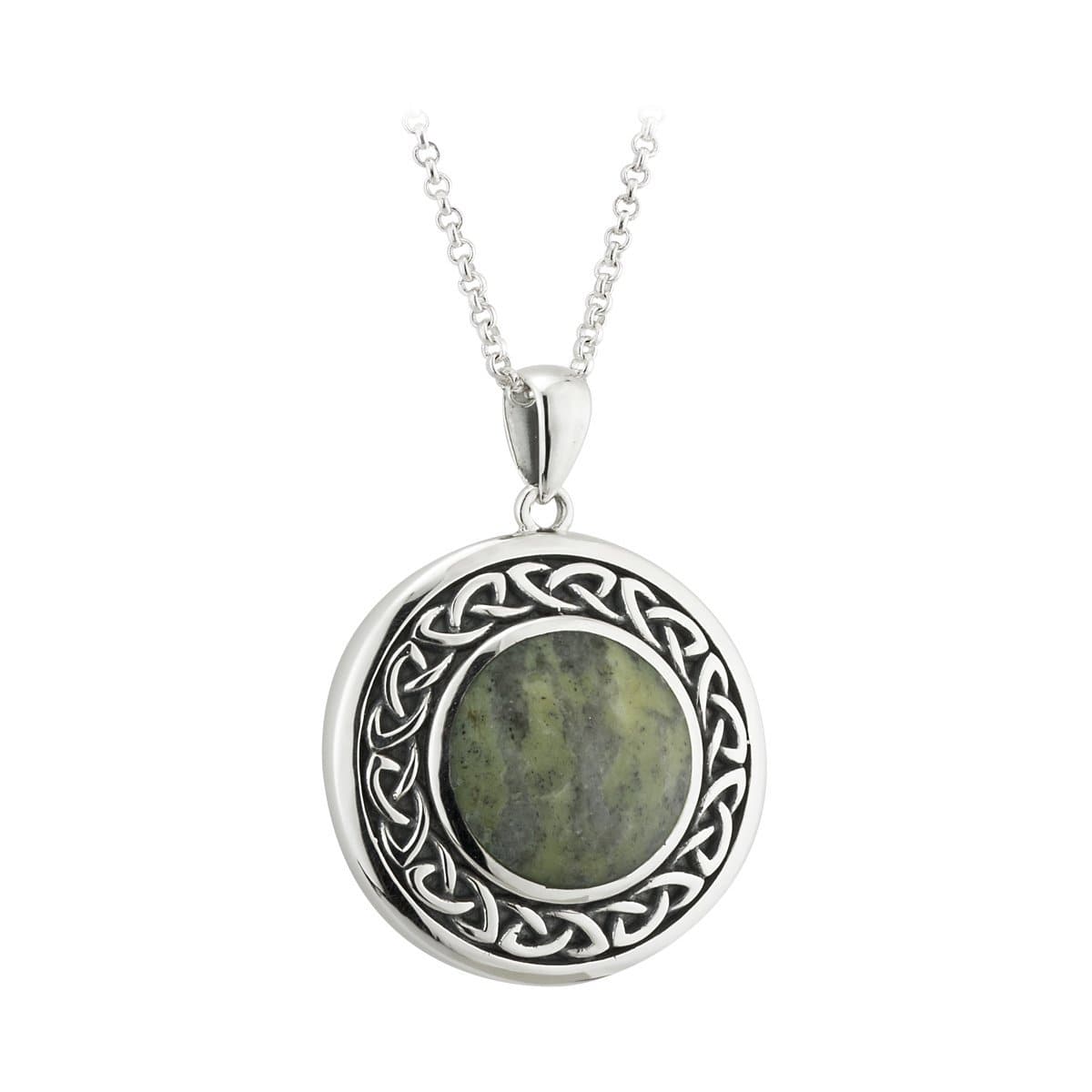 Connemara Marble Necklace 7/8" round - Ireland's Gemstone Gift on 18 Chain