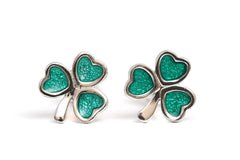Shamrock Sterling Silver Earrings Irish Celtic Green Enamel Studs Made by Our Maker-Partner in Co. Dublin