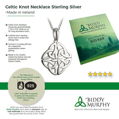 Celtic Knot Pendant Rhodium Plated to prevent tarnishing - 7/8