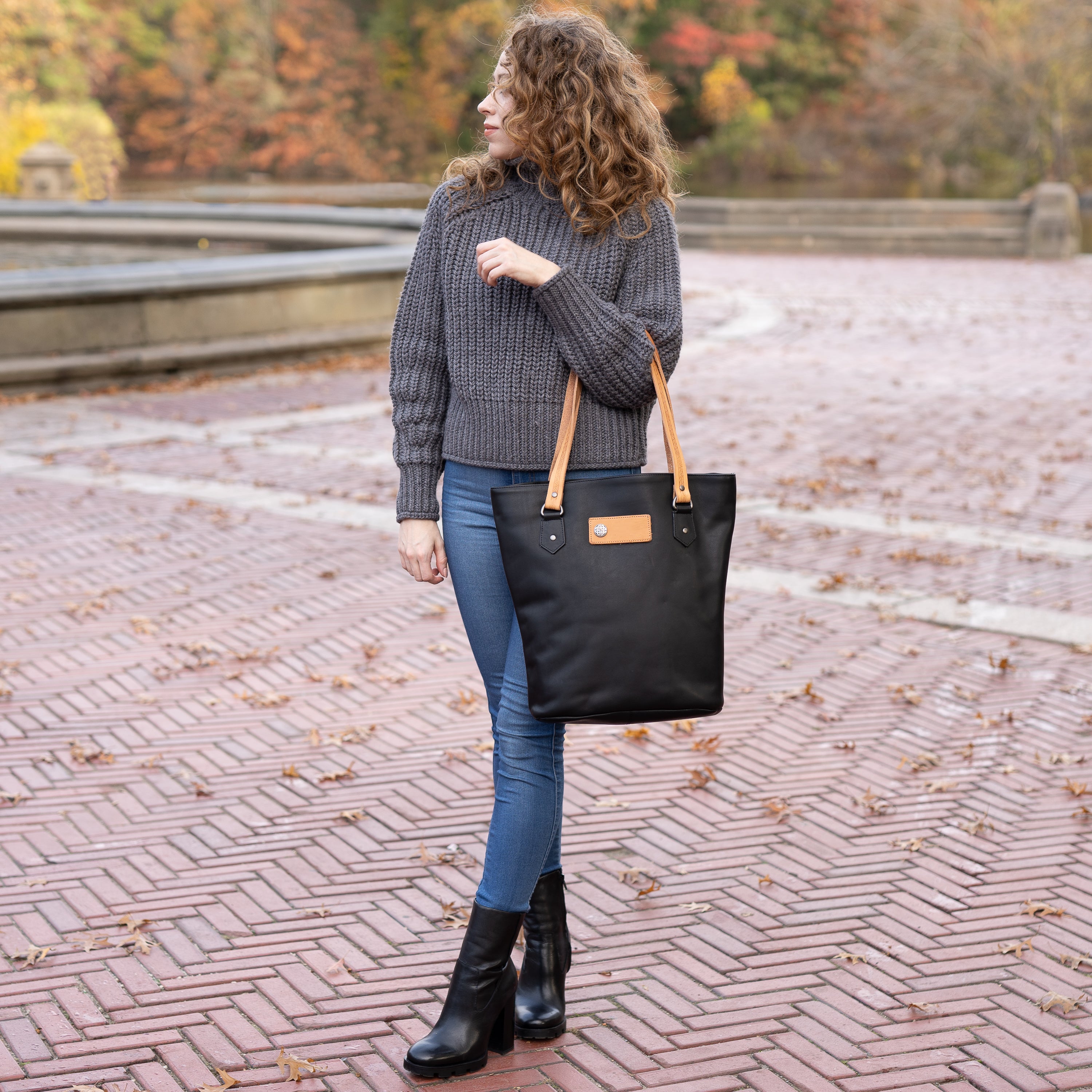 Italian Leather Shoulder Tote Bag, Celtic Embossed Handbag,  Handcrafted in Ireland