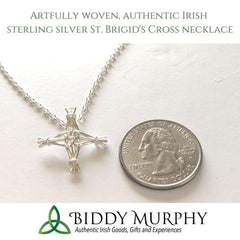 Saint Brigid Cross Necklace Made In Ireland Sterling Silver St. Brigid Reed Cross Pendant Irish Crucifix Handcrafted by Our Maker-Partner in Co. Sligo