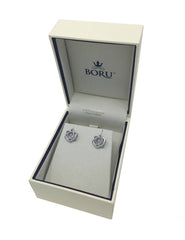Trinity Knot Earrings Sterling Silver Hearts Dancing Stone Made by Our Maker-Partner in Co. Dublin