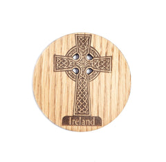 Irish Coasters for Drinks Set of Four Coasters Set Made of Irish Oak Shamrock Harp Celtic Cross Ireland Coasters Made in Ireland