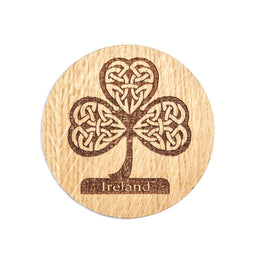 Irish Coasters for Drinks Set of Four Coasters Set Made of Irish Oak Shamrock Harp Celtic Cross Ireland Coasters Made in Ireland