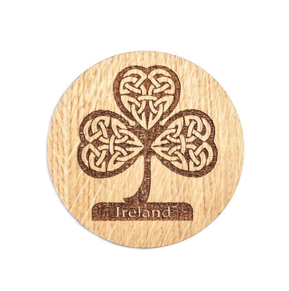 Irish Coasters for Drinks Set of Four Coasters Set Made of Irish Oak Shamrock Harp Celtic Cross Ireland Coasters Made in Ireland