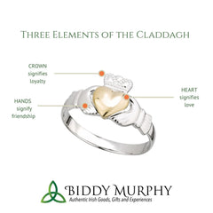 Claddagh Ring for Women - Real Sterling Silver & 10k Gold. Celtic Jewelry by Our Maker-Partner in Co. Dublin